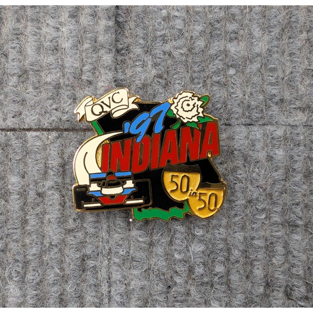Vintage QVC 50 In 50 Tour Pin Indiana 1997 Quest For Americas Best Racing 90s